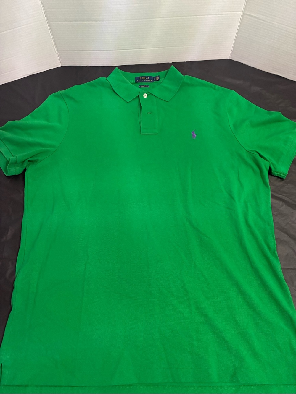 Ralph Lauren Green Polo Shirt with Purple Logo